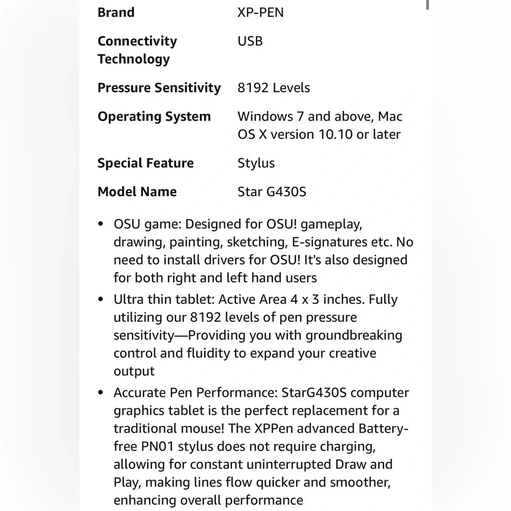 NEW! XP-PEN Drawing Tablet (Star G430S)